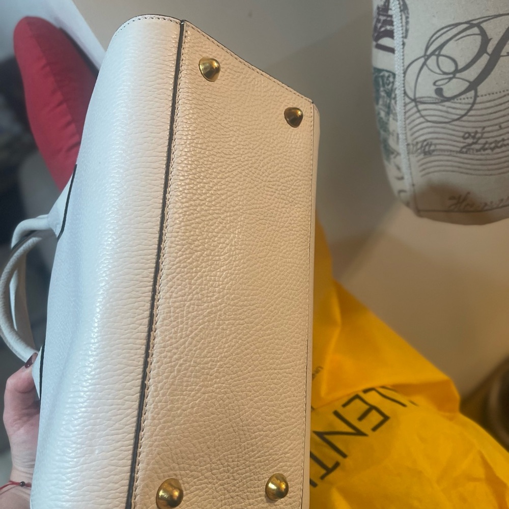 Mario Valentino White Spike-studded Embellished Satchel - Picture 9 of 16